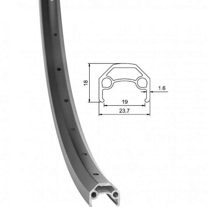Обод 26" XD-180 36Н двойной, чёрный ,без проточки 330125