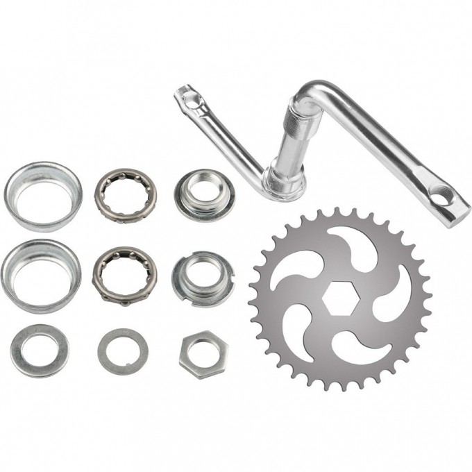 Шатун односоставный 102 мм звезда 32 зуба с деталями каретки, хромированные 580137