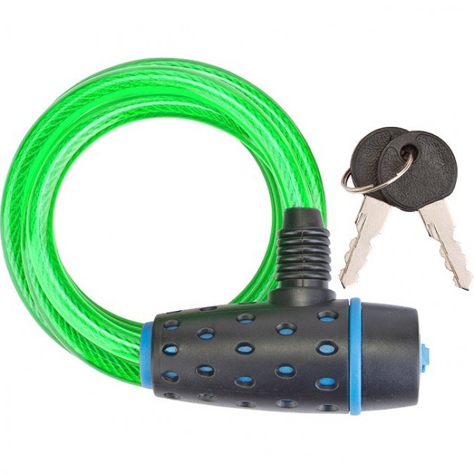 Трос-замок STELS 87318, 8х1800 мм, чёрно-зелёный 540057