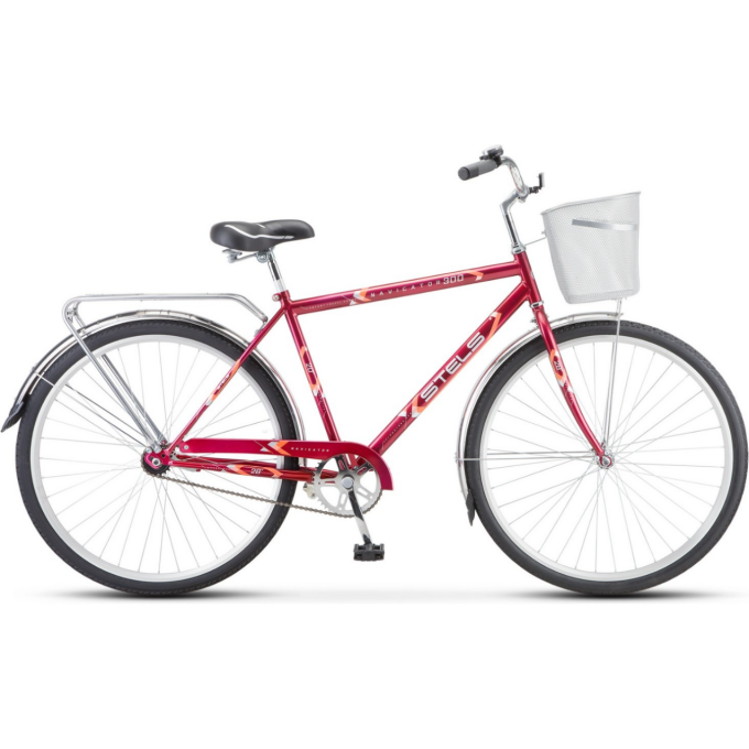 Велосипед STELS Navigator 28" 300 Gent Z010/Z011 (с корзиной) (LU085341) малиновый JU000401102022JU0001890